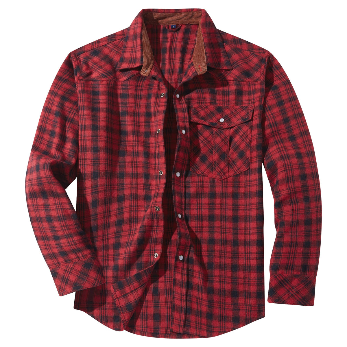 Heren Geruit Overhemd – Warm Casual Overhemd Heren Met Drukknopen