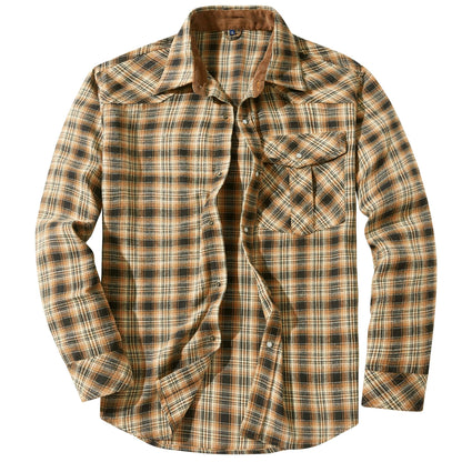 Heren Geruit Overhemd – Warm Casual Overhemd Heren Met Drukknopen