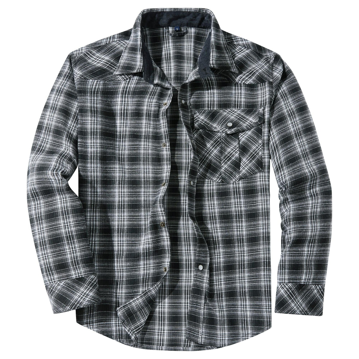 Heren Geruit Overhemd – Warm Casual Overhemd Heren Met Drukknopen