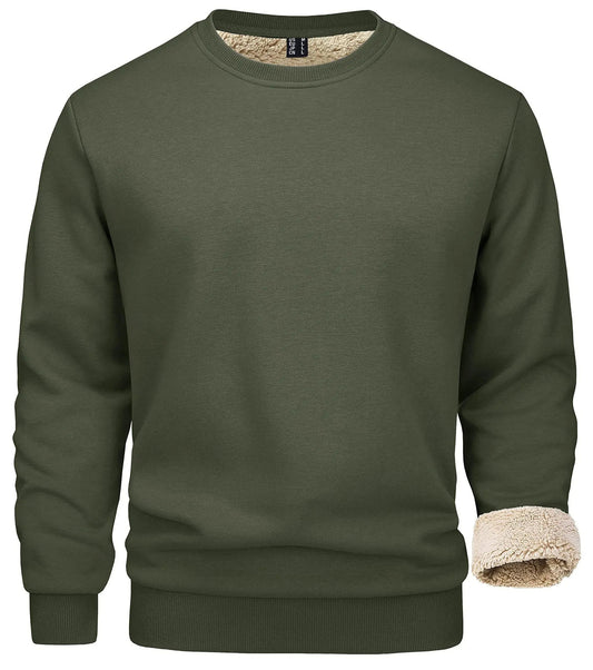 Heren Trui Winter – Warme Gevoerde Trui Heren Ronde Hals Regular Fit Casual