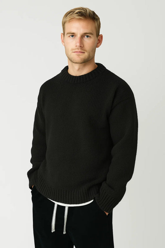 Heren Trui Ronde Hals – Warme Casual Trui Heren Grove Structuur Relaxed Fit