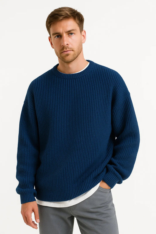 Heren Oversized Trui – Casual Sweater Heren Losse Fit Ribstructuur Winter