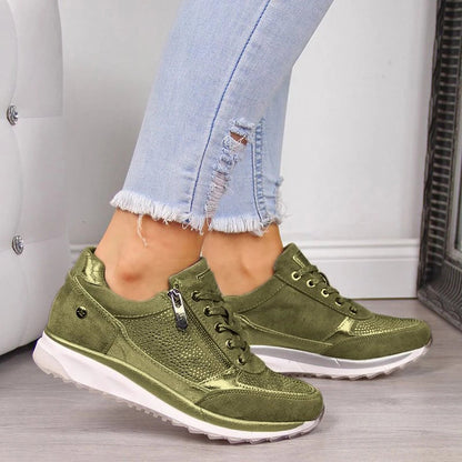 Dames Wandelsneakers Met Veters & Rits – Comfortabel, Stevig & Stijlvol