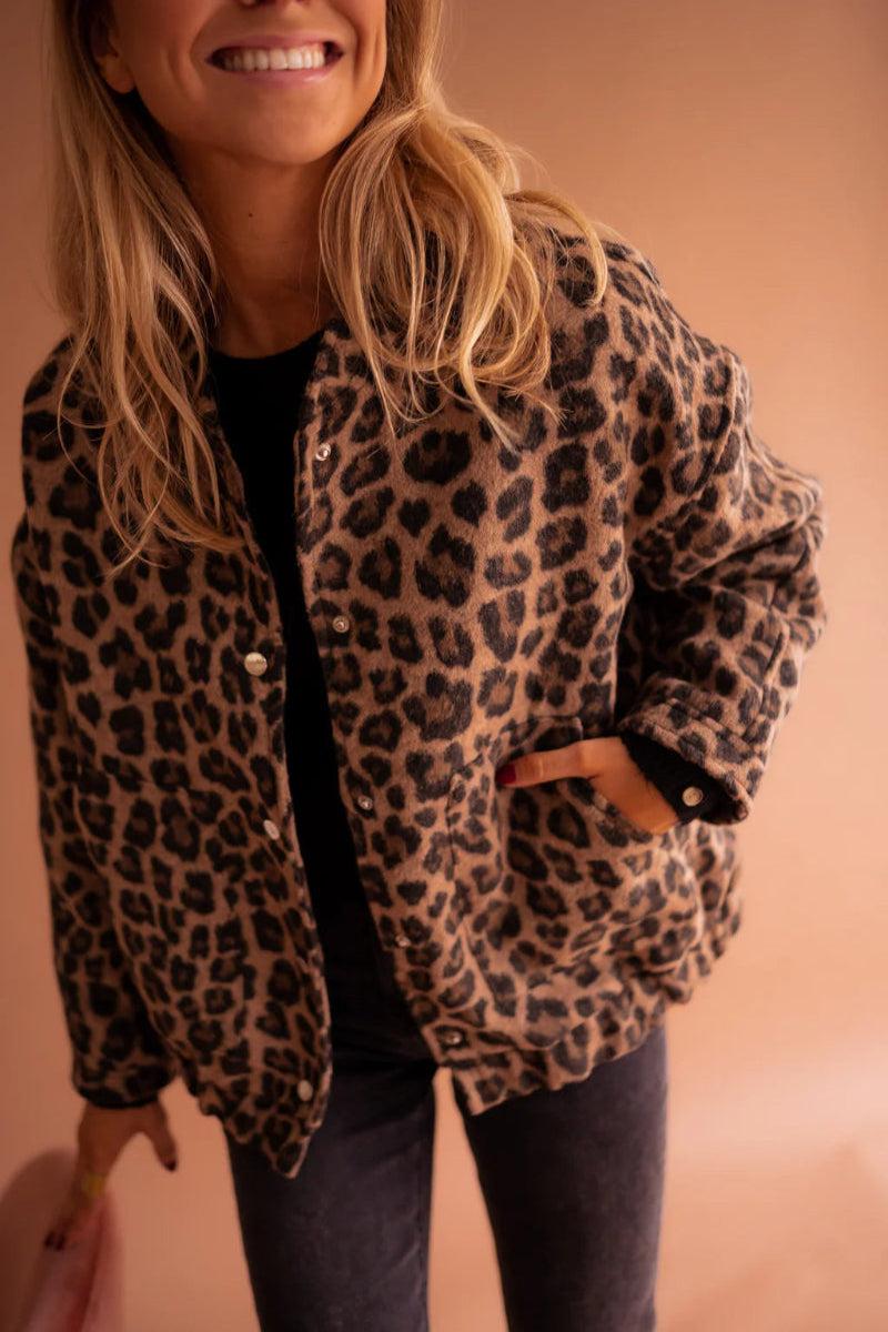 Dames Bomberjack  Luipaard Print Jas Oversized Casual