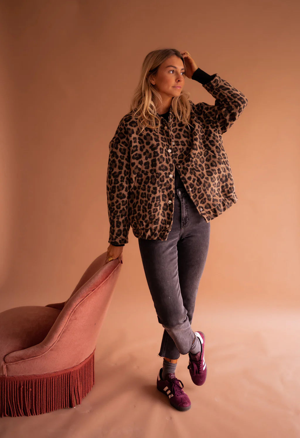 Dames Bomberjack  Luipaard Print Jas Oversized Casual