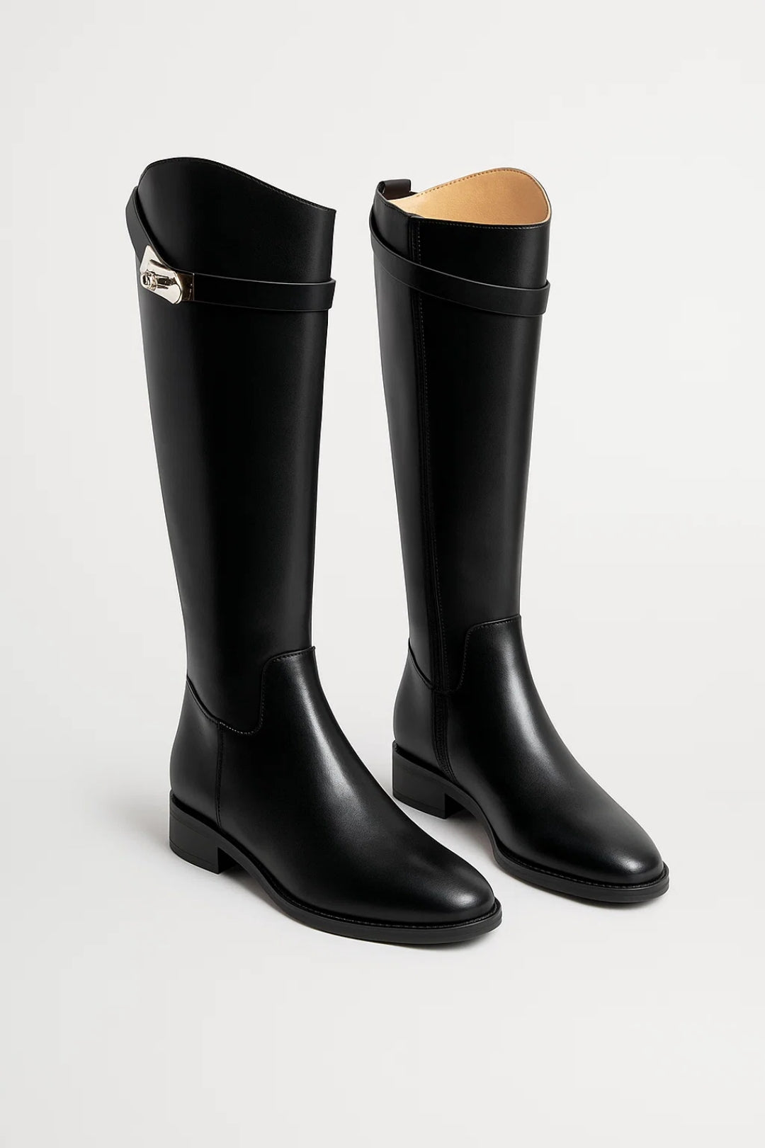 Dames Kniehoge Laarzen – Elegante Hoge Laarzen Dames Met Gesp Winter