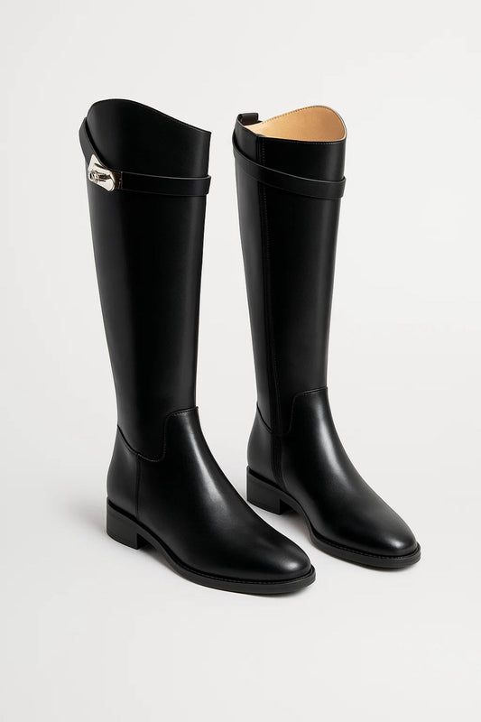 Dames Kniehoge Laarzen – Elegante Hoge Laarzen Dames Met Gesp Winter