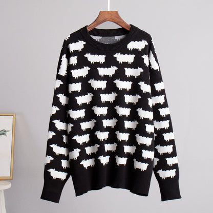 Dames Trui Met Print – Casual Losse Trui Ronde Hals