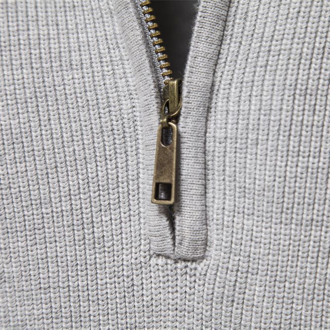 Heren Half Zip Trui met Opstaande Kraag - Ribgebreide Warme Herfsttrui