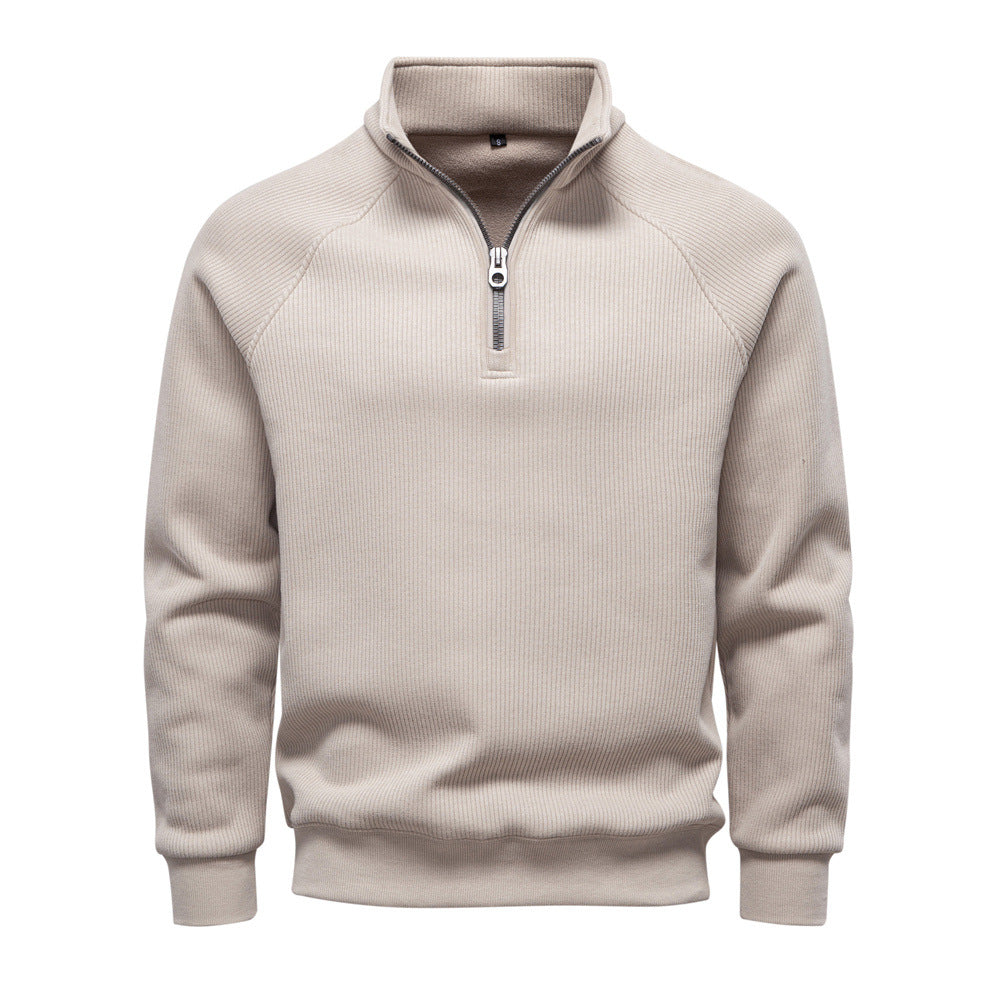 Heren Quarter-Zip Trui - Katoenblend met Fleece Voering