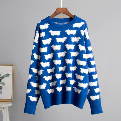 Dames Trui Met Print – Casual Losse Trui Ronde Hals