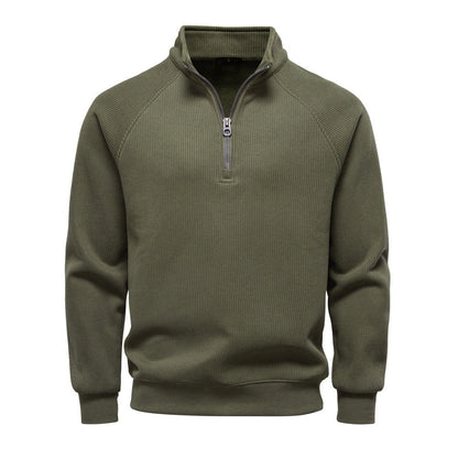 Heren Quarter-Zip Trui - Katoenblend met Fleece Voering