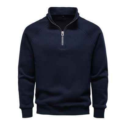 Heren Quarter-Zip Trui - Katoenblend met Fleece Voering