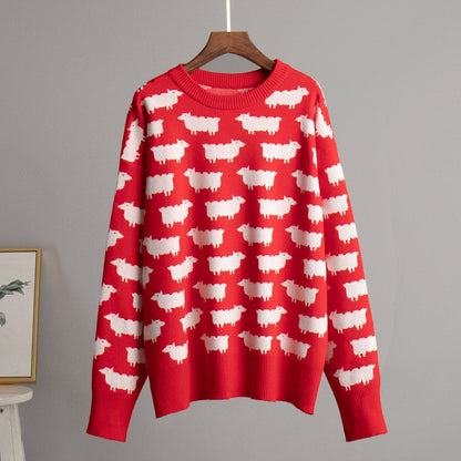 Dames Trui Met Print – Casual Losse Trui Ronde Hals