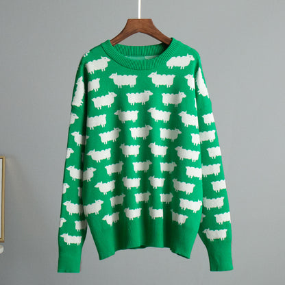 Dames Trui Met Print – Casual Losse Trui Ronde Hals
