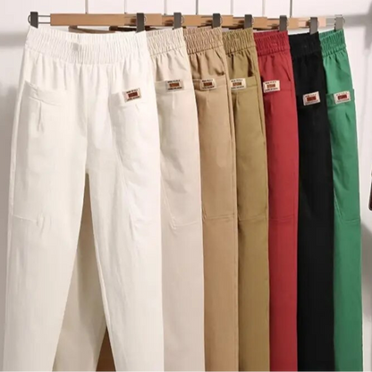 Dames Linnen Broek Stretch Elastische Casual Dames Pantalon