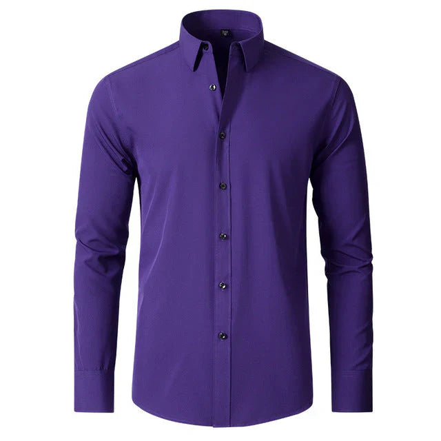Heren Overhemd Lange Mouw Stretch Kreukvrij Casual Zakelijk