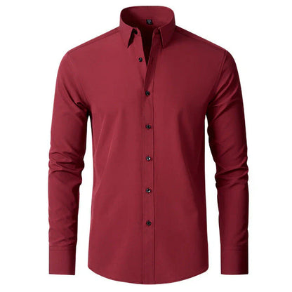 Heren Overhemd Lange Mouw Stretch Kreukvrij Casual Zakelijk