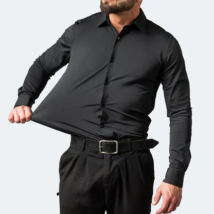 Heren Overhemd Lange Mouw Stretch Kreukvrij Casual Zakelijk