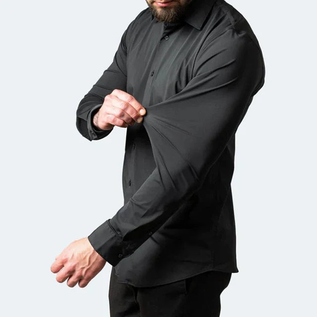 Heren Overhemd Lange Mouw Stretch Kreukvrij Casual Zakelijk