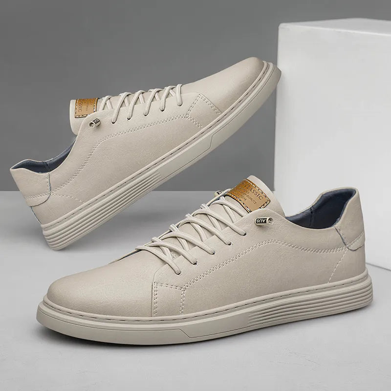 Heren Leren Sneakers Casual Schoenen Lage Sneakers met Veters Comfortabel