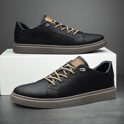 Heren Leren Sneakers Casual Schoenen Lage Sneakers met Veters Comfortabel