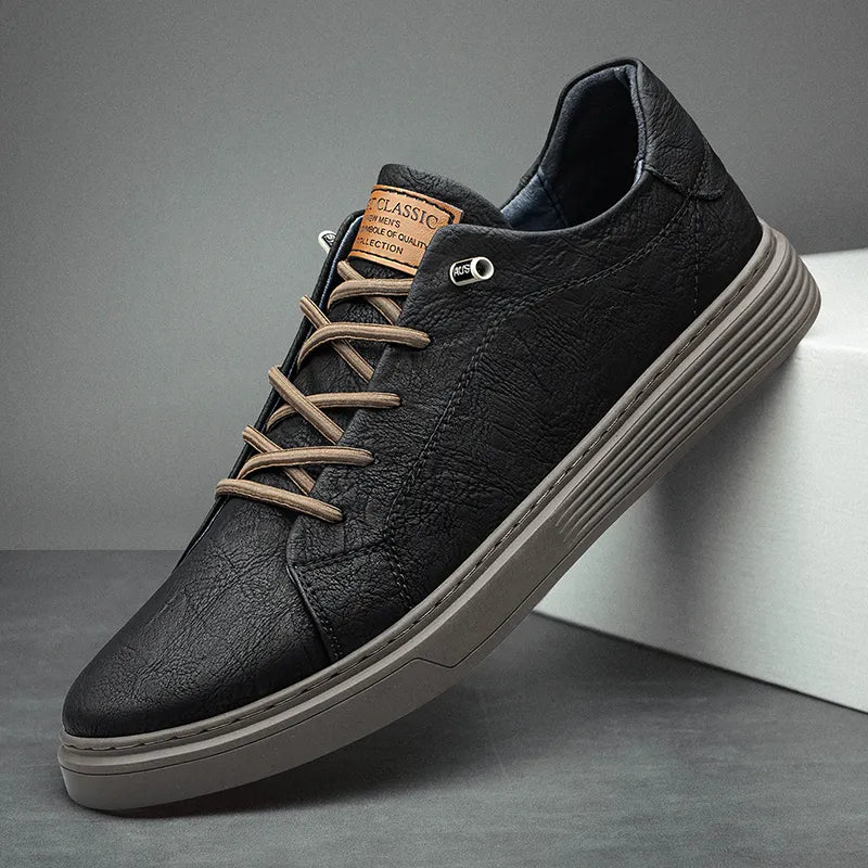Heren Leren Sneakers Casual Schoenen Lage Sneakers met Veters Comfortabel