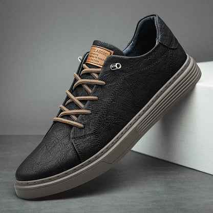 Heren Leren Sneakers Casual Schoenen Lage Sneakers met Veters Comfortabel