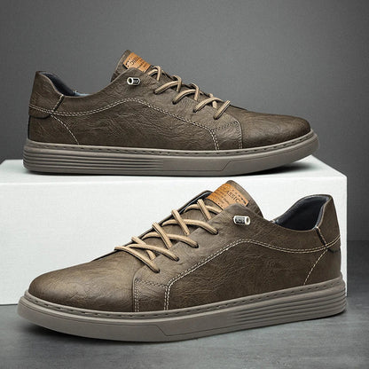 Heren Leren Sneakers Casual Schoenen Lage Sneakers met Veters Comfortabel