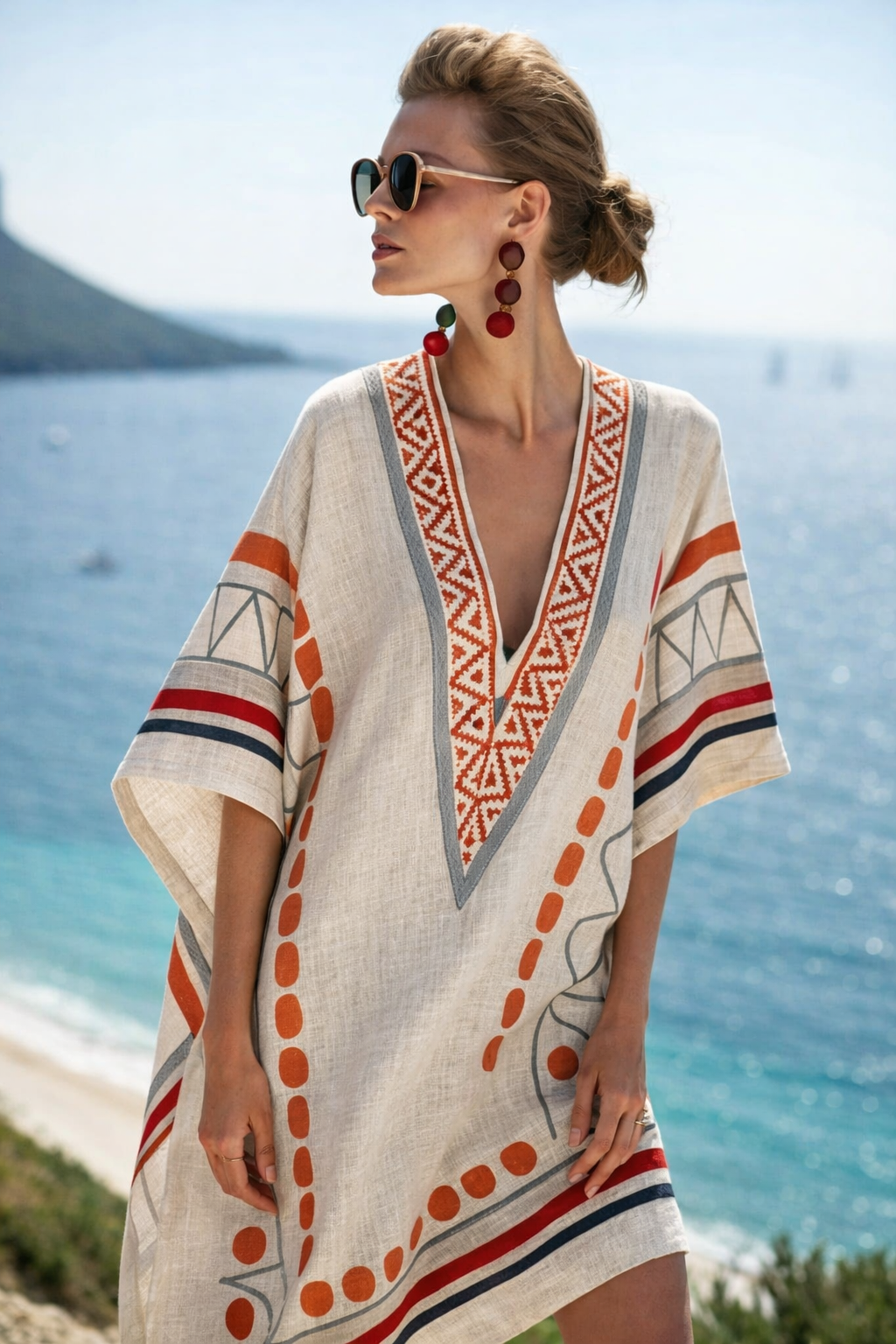 Boho Strandjurk - Losvallende A-lijn met Print