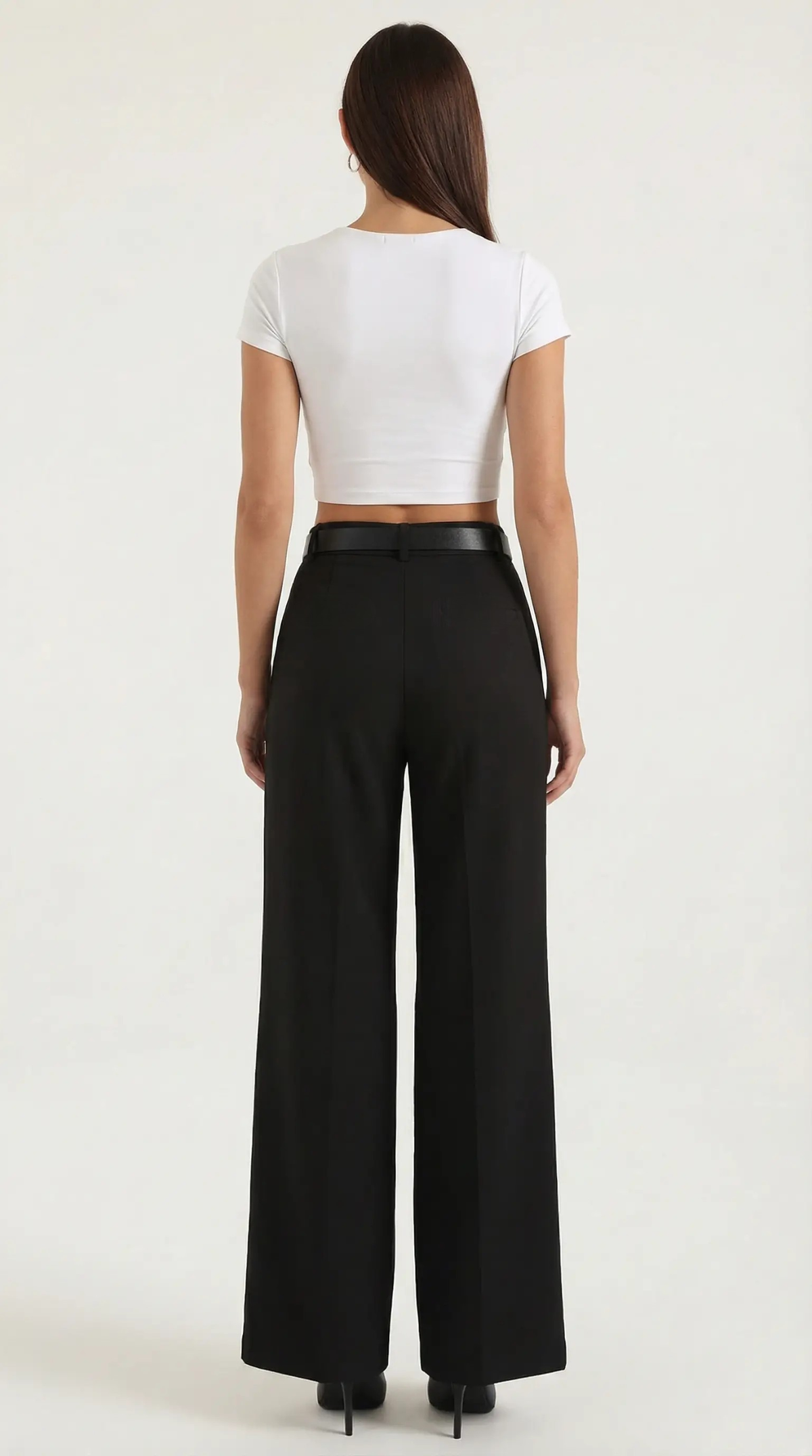 Dames Wide Leg Broek – Hoge Taille Met Ceintuur