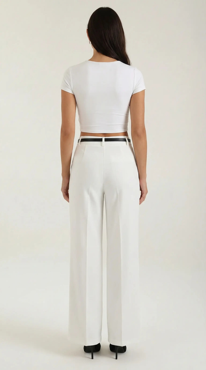 Dames Wide Leg Broek – Hoge Taille Met Ceintuur
