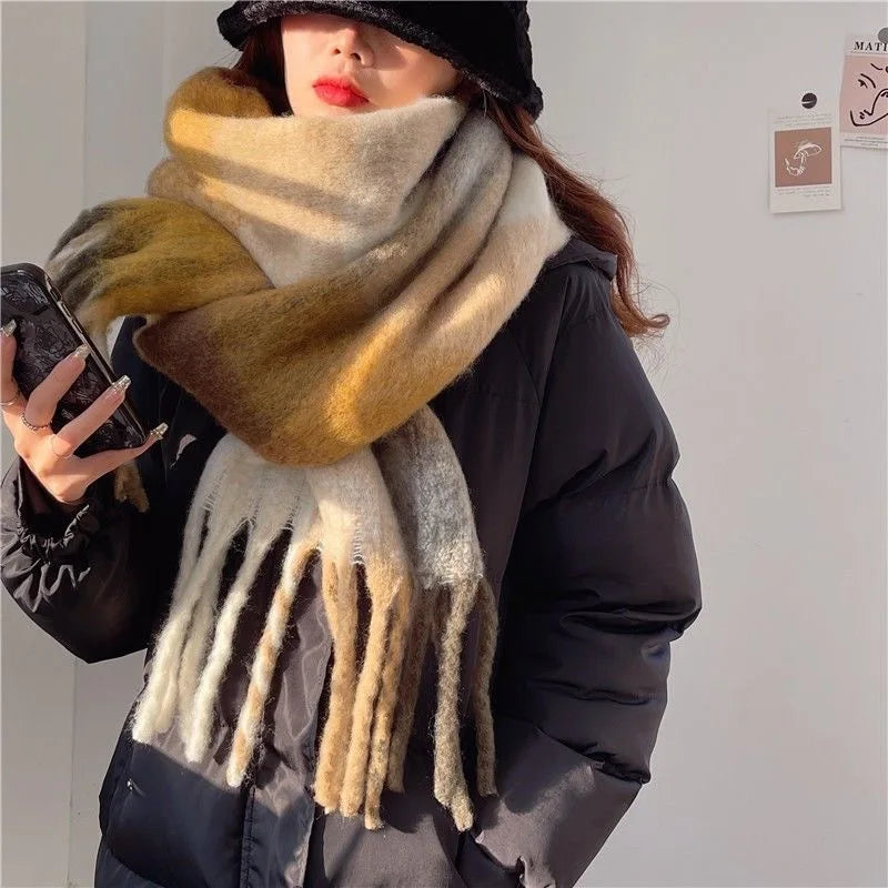 Dames Warme Sjaal Winter – Grote Gekleurde Sjaal Dames
