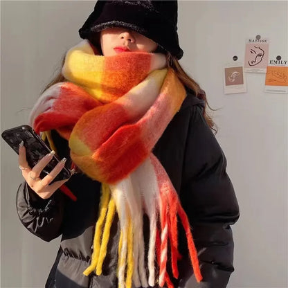 Dames Warme Sjaal Winter – Grote Gekleurde Sjaal Dames