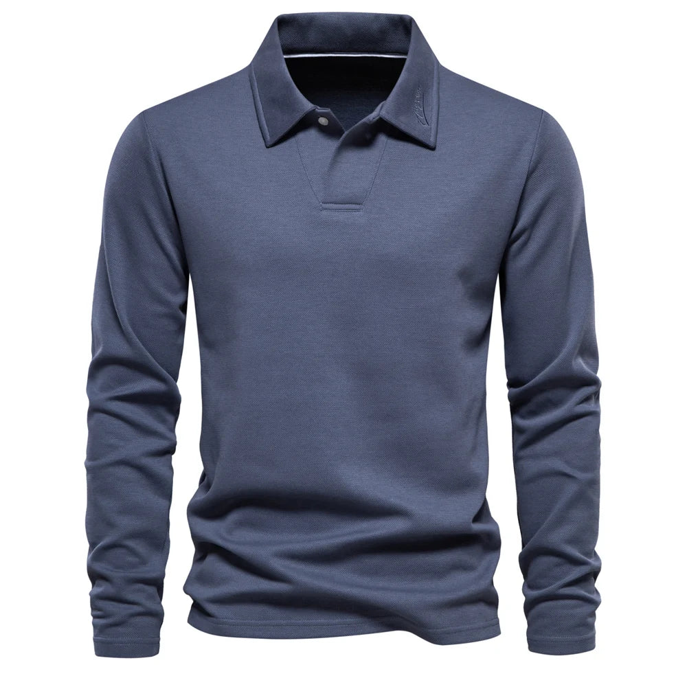 Heren Polo Shirt Lange Mouw Casual Poloshirt Heren Slim Fit