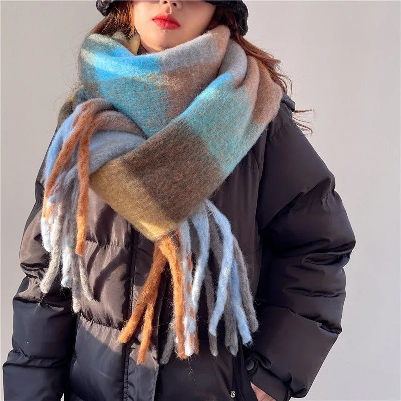 Dames Warme Sjaal Winter – Grote Gekleurde Sjaal Dames