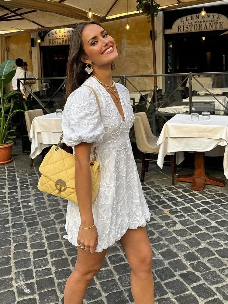 Witte Jurk Dames Zomerjurk Elegant Luchtig Jurk Casual Chique