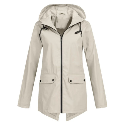 Jolenne – Dames Regenjas Waterdicht Met Verstelbare Capuchon en Elegante Look