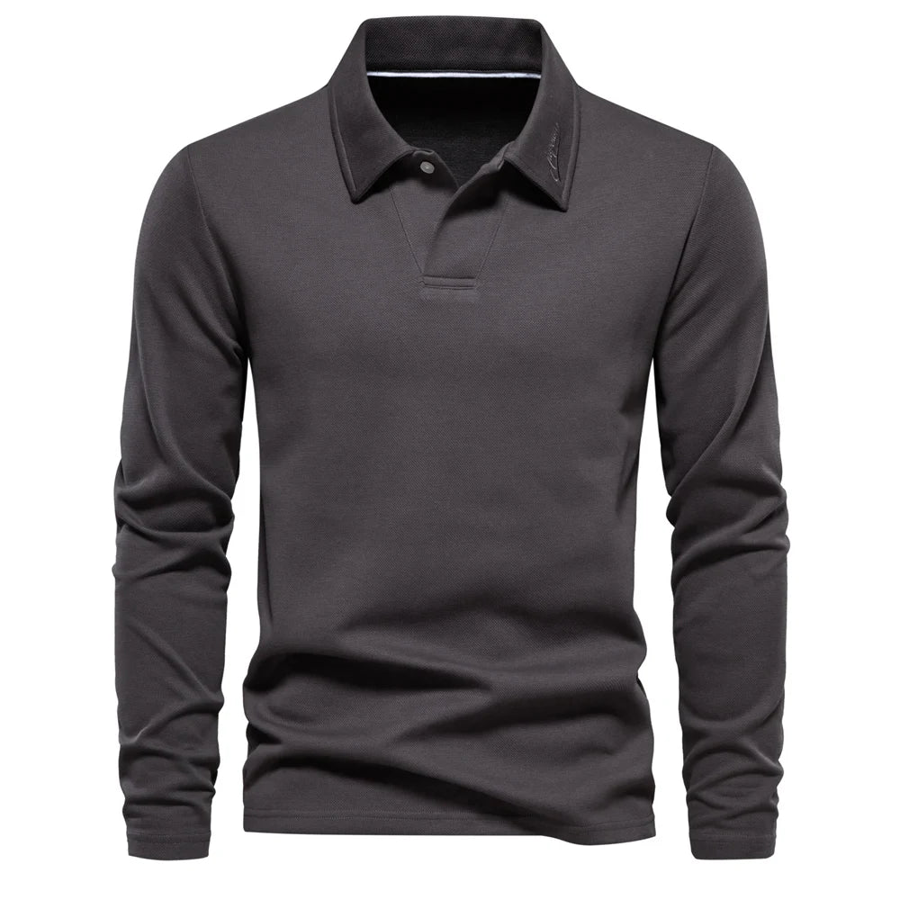 Heren Polo Shirt Lange Mouw Casual Poloshirt Heren Slim Fit