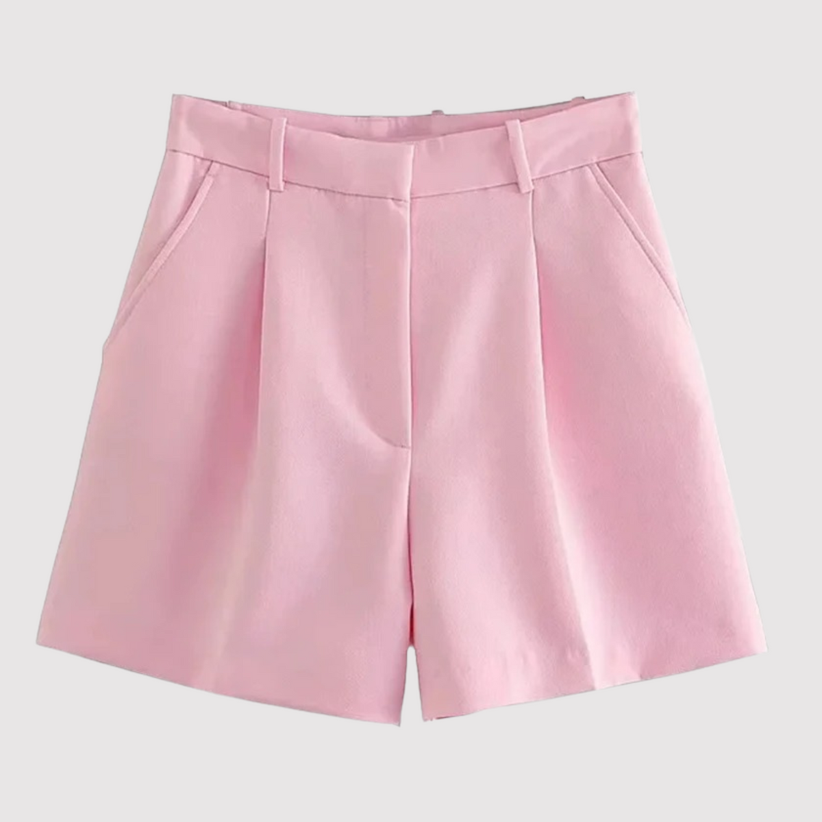 Dames Shorts met Hoge Taille - Geplooid met Riemlussen