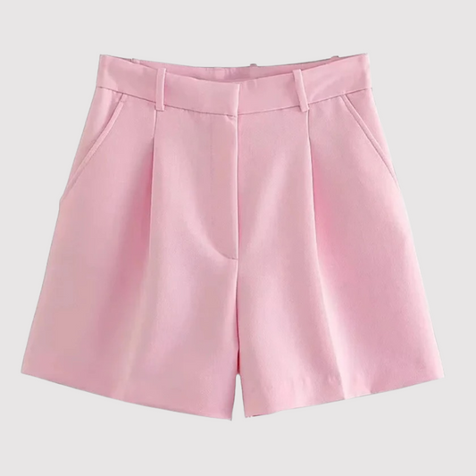 Dames Shorts met Hoge Taille - Geplooid met Riemlussen