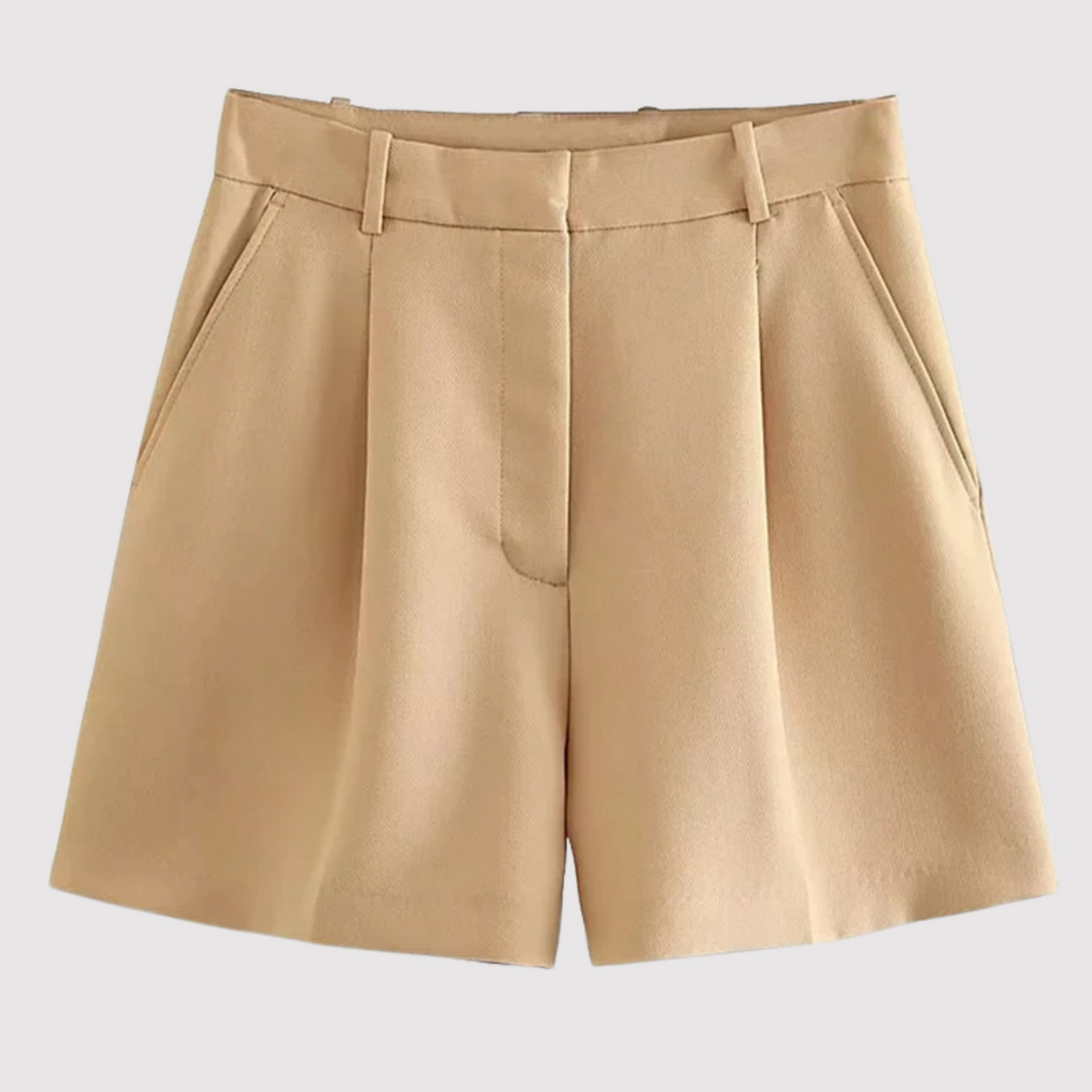 Dames Shorts met Hoge Taille - Geplooid met Riemlussen