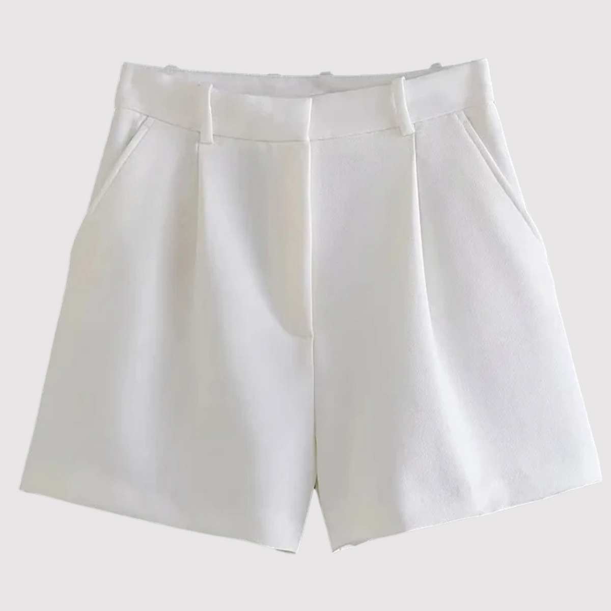 Dames Shorts met Hoge Taille - Geplooid met Riemlussen