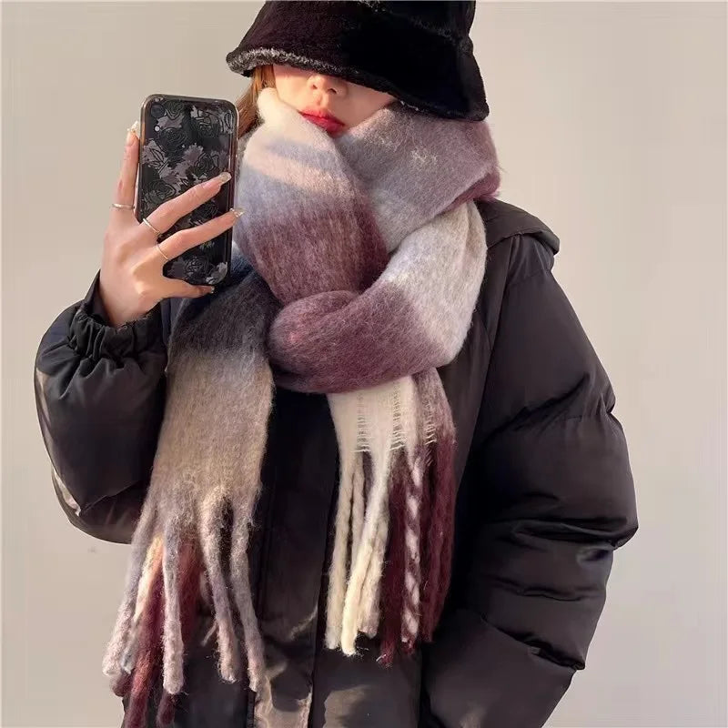 Dames Warme Sjaal Winter – Grote Gekleurde Sjaal Dames