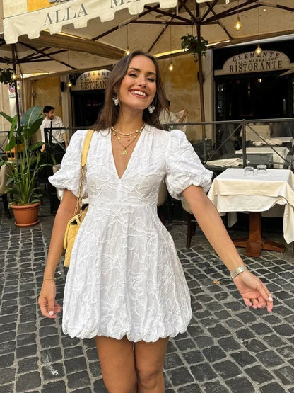Witte Jurk Dames Zomerjurk Elegant Luchtig Jurk Casual Chique