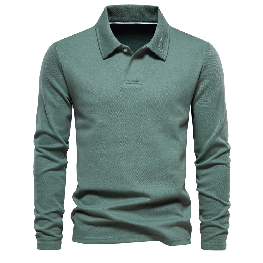 Heren Polo Shirt Lange Mouw Casual Poloshirt Heren Slim Fit