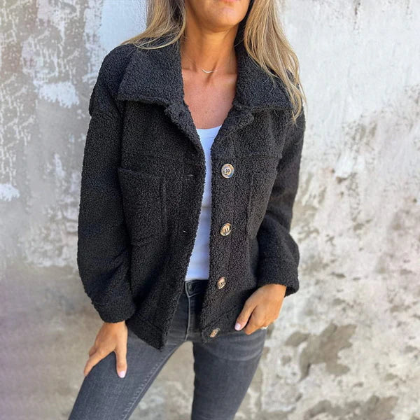 Lucenzo – Korte Dames Jas Met Revers Casual Chic Stijlvol