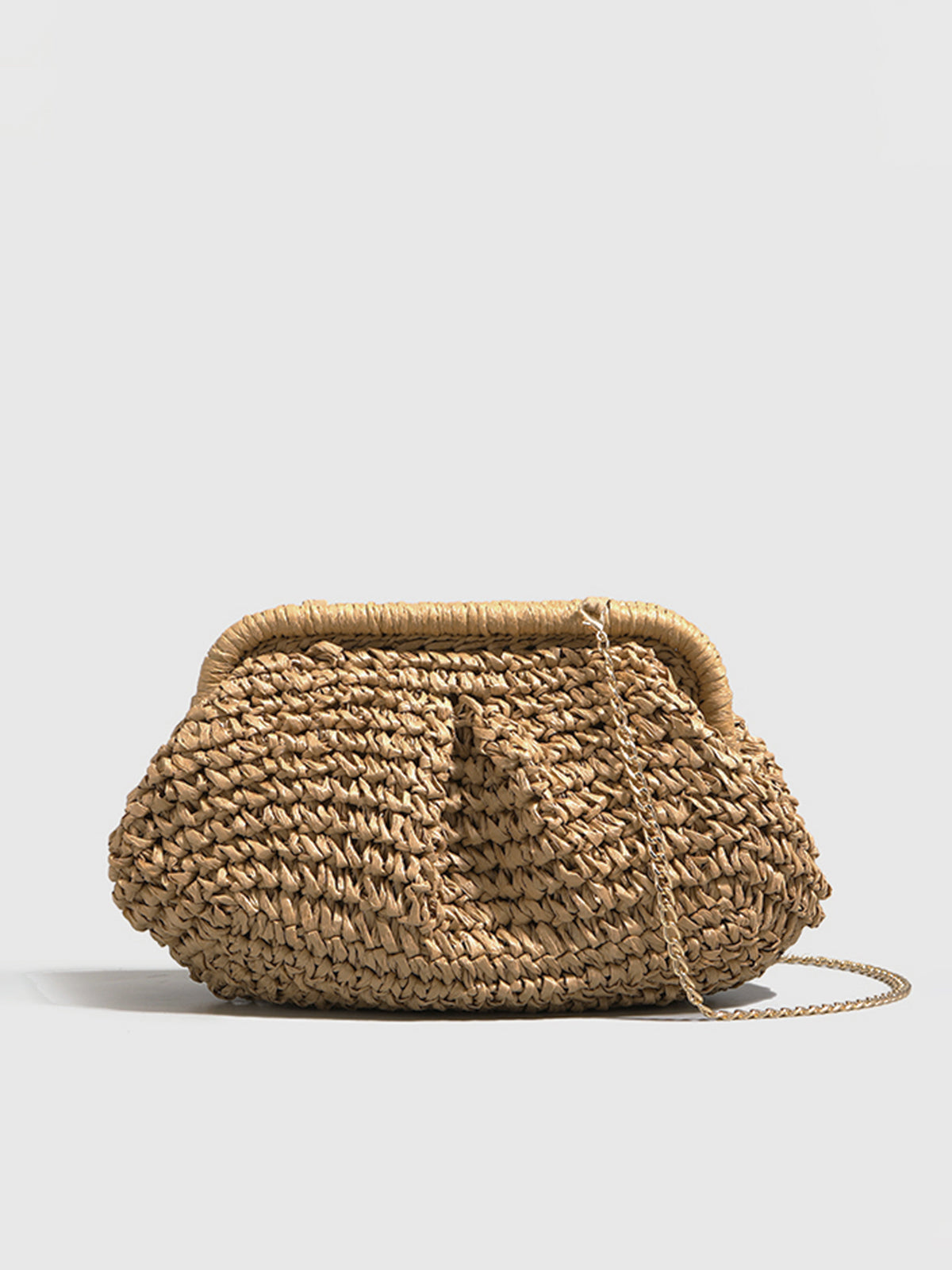 Gevlochten Clutch - Compacte Tas met Kettingband