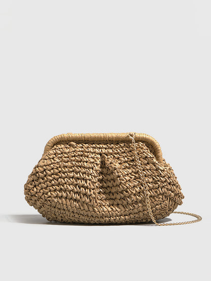 Gevlochten Clutch - Compacte Tas met Kettingband