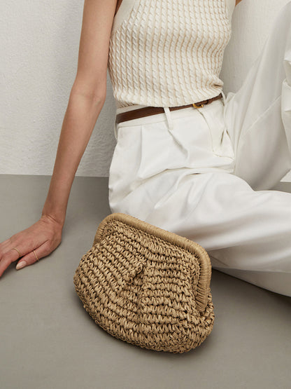 Gevlochten Clutch - Compacte Tas met Kettingband